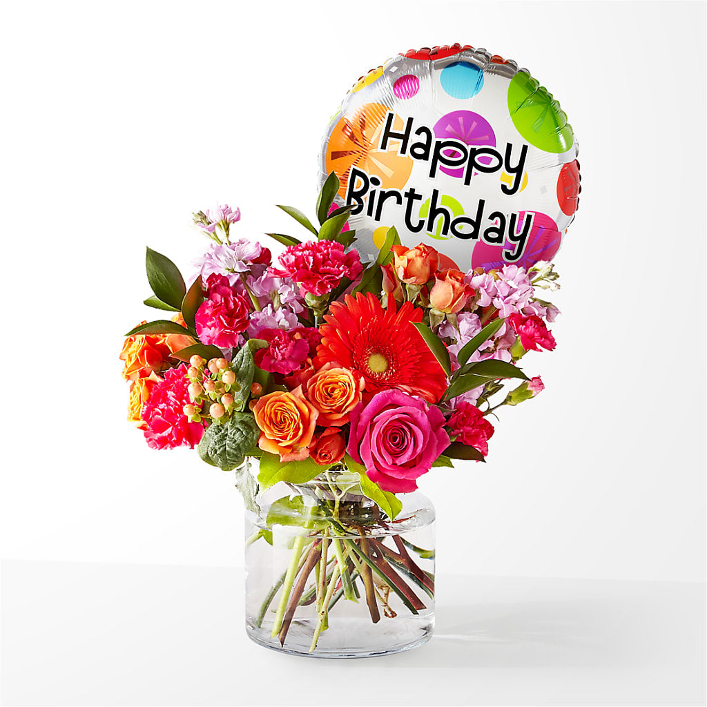 Fiesta Bouquet with Birthday Balloon – The Country Florist, Armour SD