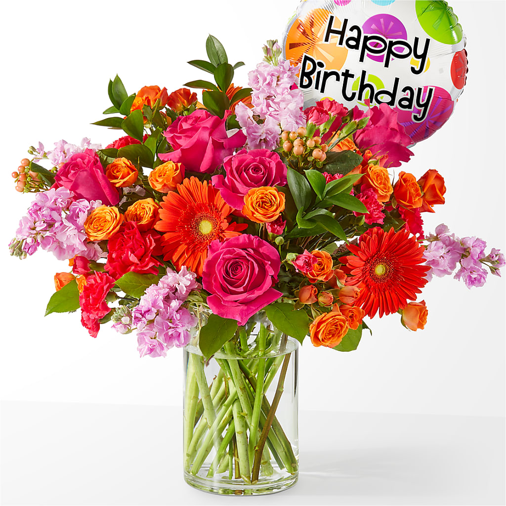 Fiesta Bouquet with Birthday Balloon – The Country Florist, Armour SD