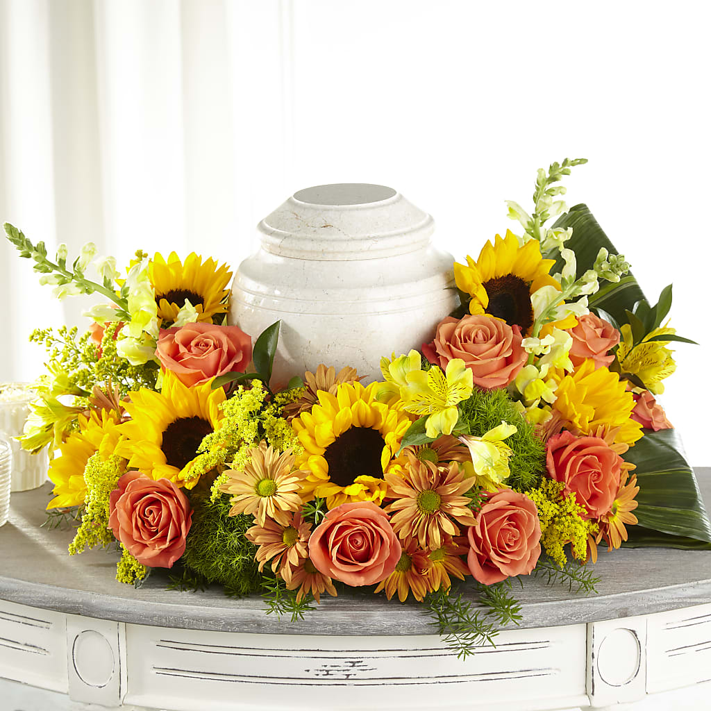 Faithful Sunflower Cremation Adornment – The Country Florist, Armour SD